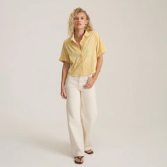 Bless Up Camp Button Up Shirt - Wheat