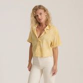 Bless Up Camp Button Up Shirt - Wheat