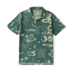 Bless Up Trail Button Up Shirt - Slate Green/Tan
