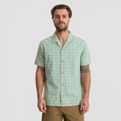 Gonzo Short Sleeve Button Up Shirt - Hazy Blue Jacquard